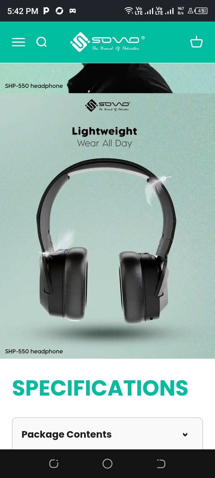 SOVO SHP-550 Wireless Premium Headphones | 50H Battery | Deep Bass | Bluetooth 5.3 | Foldable | Comfort Fit