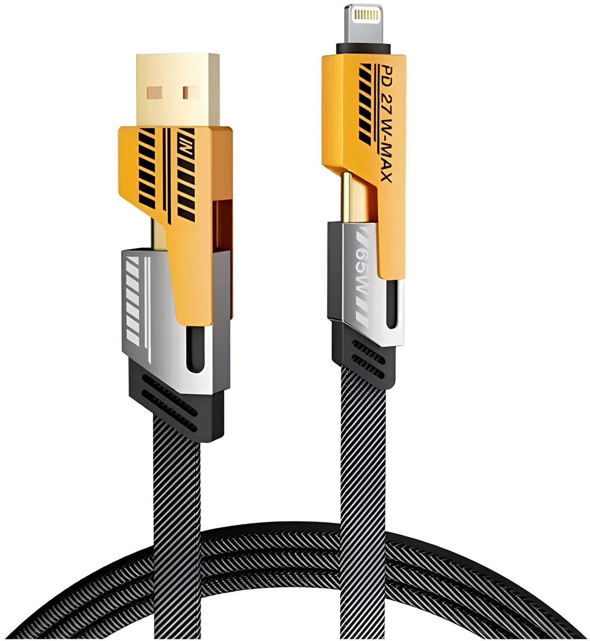 4 in 1 Fast charging Cable |1.5 metre Long |USB To Type-C charger |compatible with iphone Android Both |Genium Quality |Data transfer easily