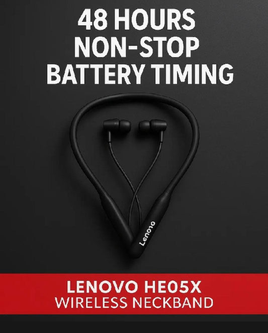 Lenovo HEO5X Neckband Wireless Bluetooth Headphones |SML Eartips |IPX5 Water Resistance |Premium Quality