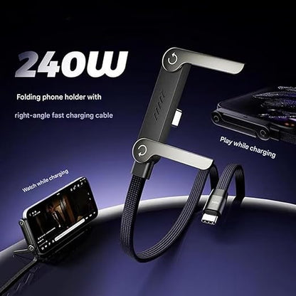 240W Type-C Fast Charging cable with Mobile Holder Stand |Right angle non-damage wire |Support daily charging routine
