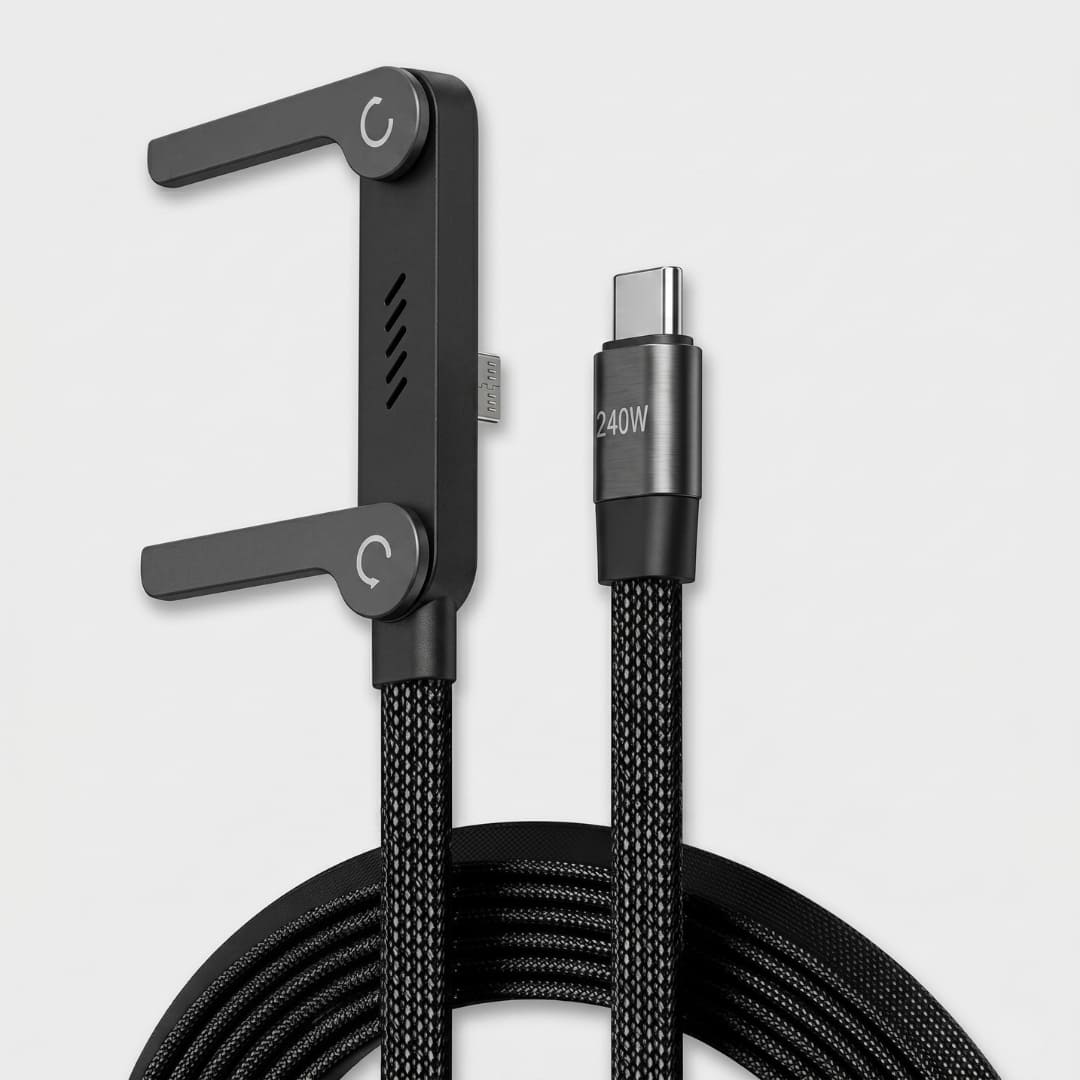 240W Type-C Fast Charging cable with Mobile Holder Stand |Right angle non-damage wire |Support daily charging routine