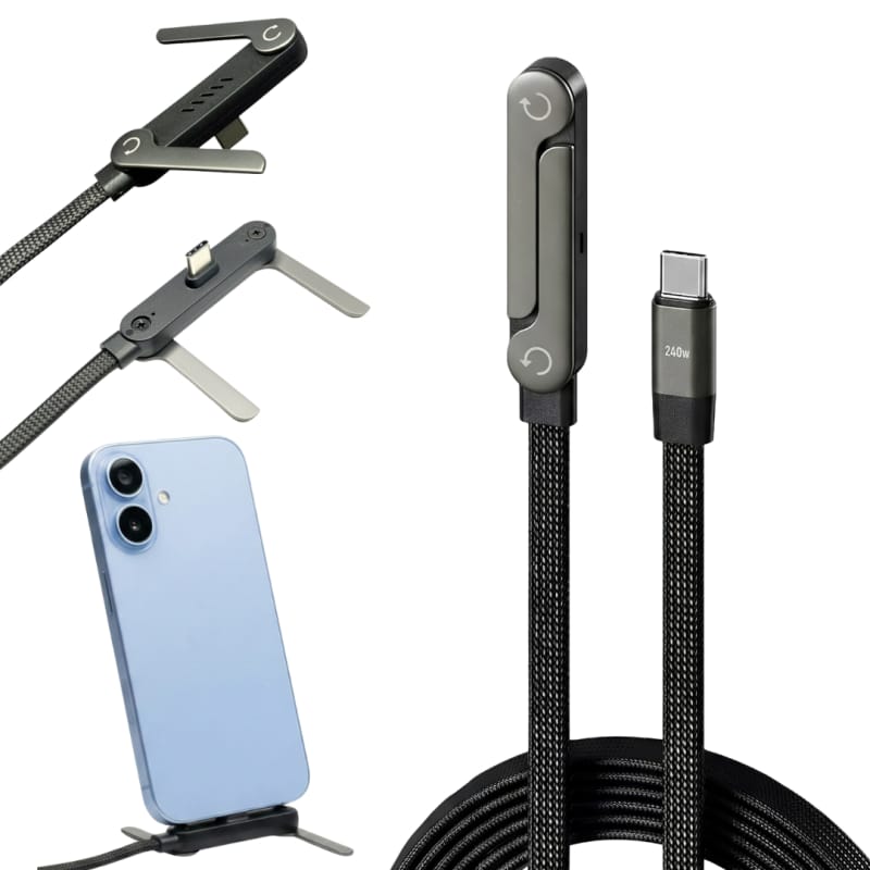 240W Type-C Fast Charging cable with Mobile Holder Stand |Right angle non-damage wire |Support daily charging routine