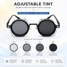 Adjustable Tint Polarized Round Sunglasses UV400, 1–9 Gear ND - NEW ARRIVAL