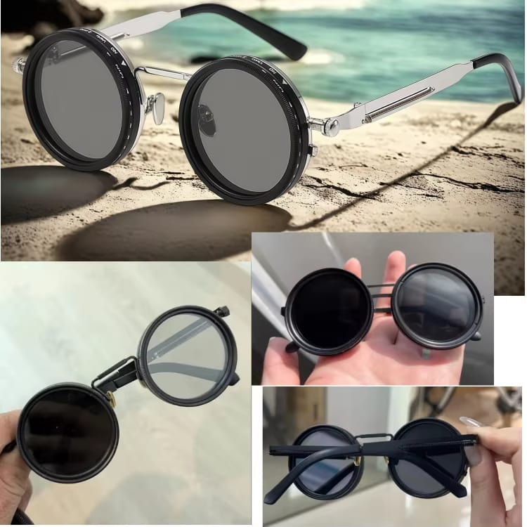 Adjustable Tint Polarized Round Sunglasses UV400, 1–9 Gear ND - NEW ARRIVAL