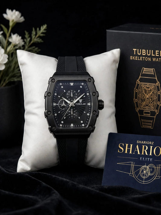 𝙏𝙐𝘽𝙐𝙇𝙀𝙍 ᴛᴏɴɴᴇᴀᴜ | Blackout Chronograph Tonneau Edition - Diamond Cut Dial - 48MM Case