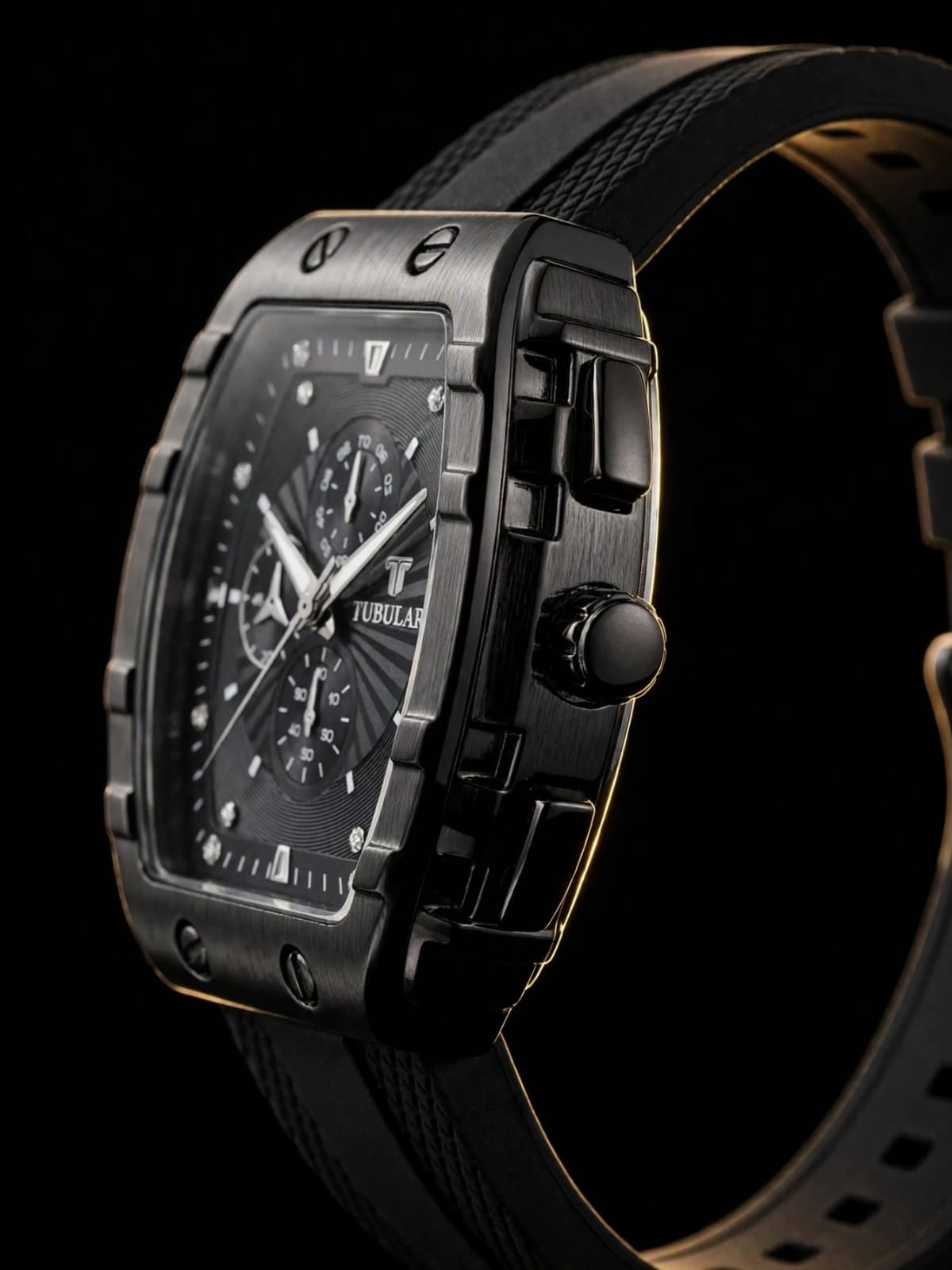 𝙏𝙐𝘽𝙐𝙇𝙀𝙍 ᴛᴏɴɴᴇᴀᴜ | Blackout Chronograph Tonneau Edition - Diamond Cut Dial - 48MM Case