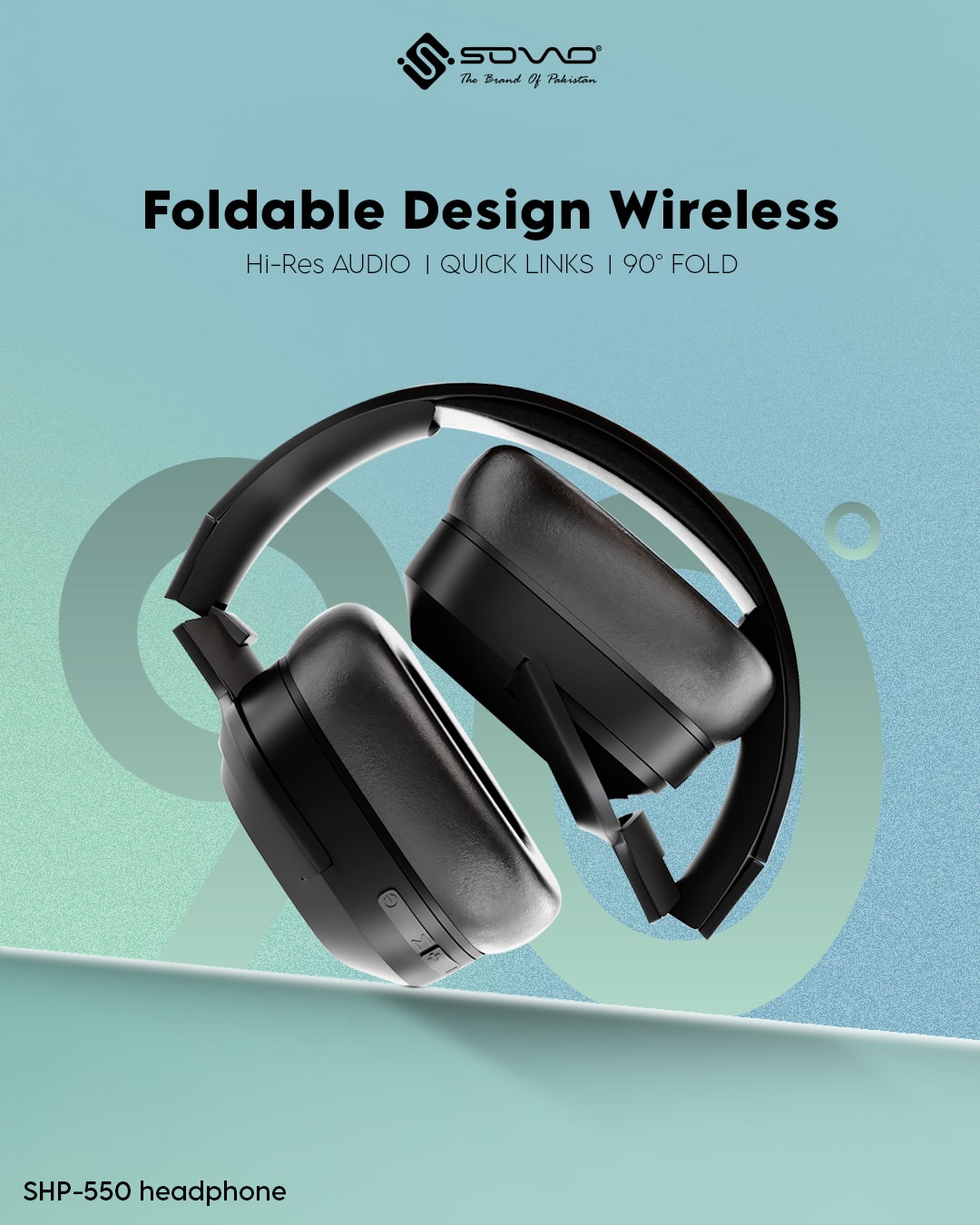 SOVO SHP-550 Wireless Premium Headphones | 50H Battery | Deep Bass | Bluetooth 5.3 | Foldable | Comfort Fit