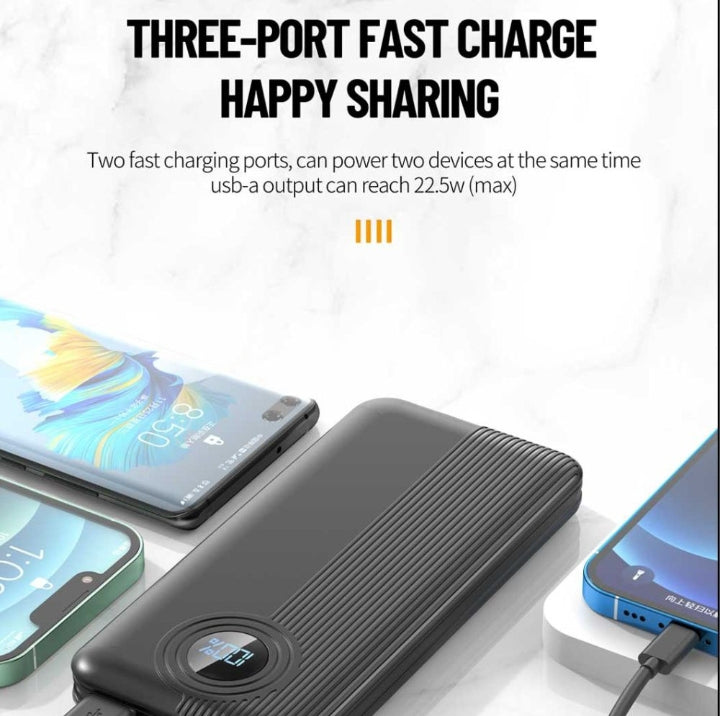 Aspor A320 Power Bank 10000mah 22.5w Fast charging with display - Electronic Device  designed for Power Backup