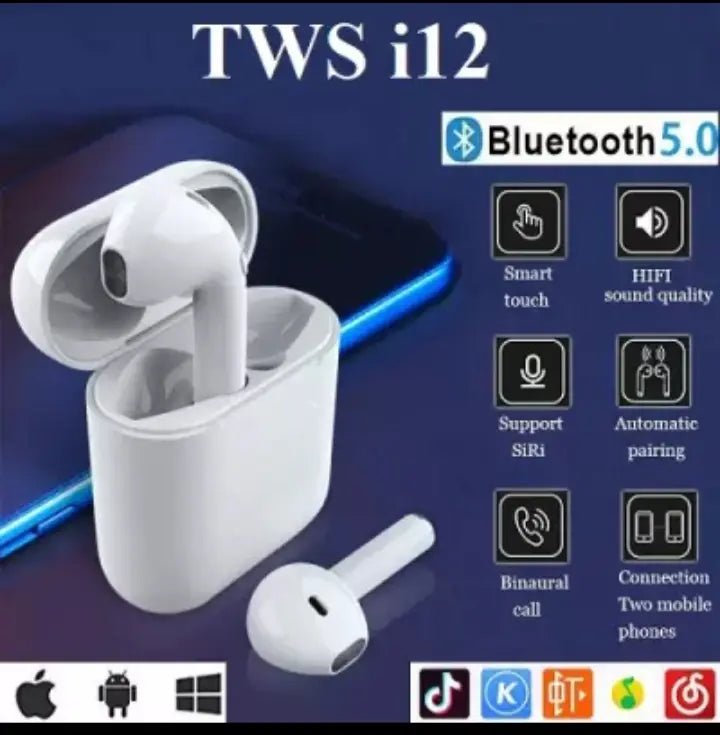 i12 TWS Bluetooth Earbuds Dual Offer |Buy1 Get1 Free |Built-in Mic |Water resistant