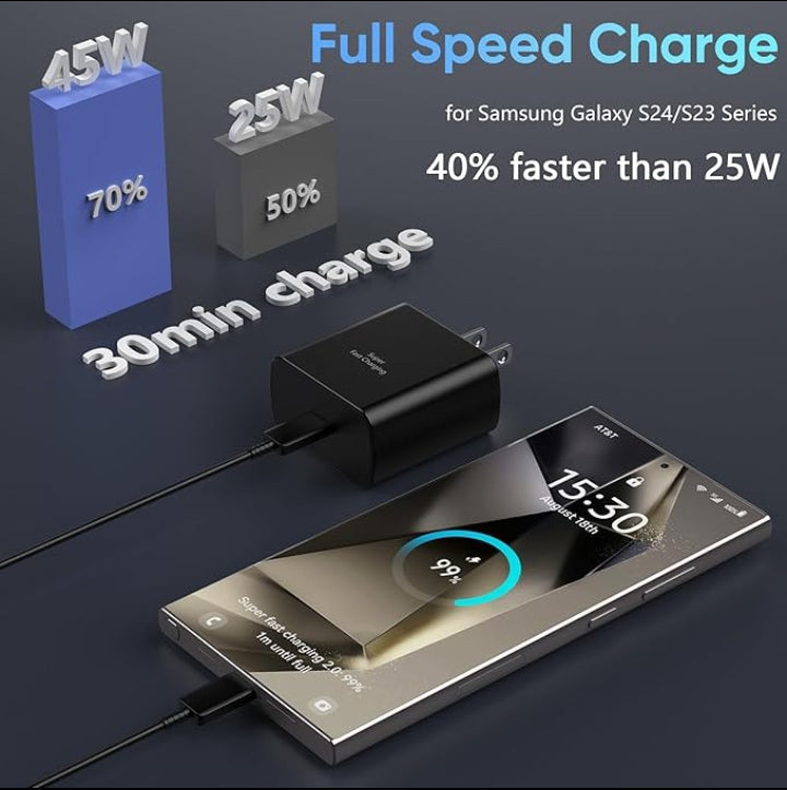 Samsung 45W PD Super Charger adapter |Type-C Port A+ Quality |Travel Adapter |Original Waranty