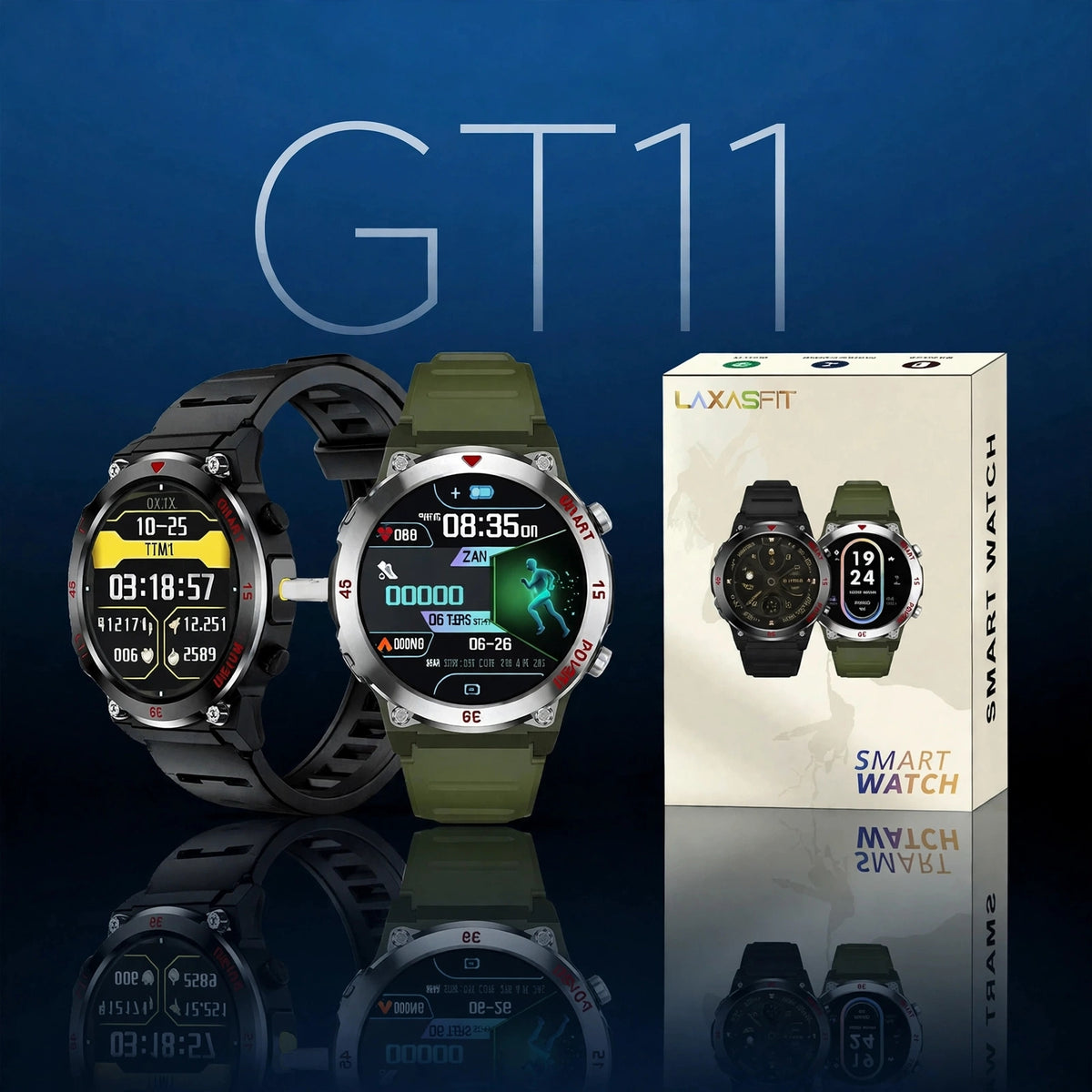 GT11 Smart Watch |Round Dual Rugged Adition |Water Resistant |MIL-STD Build |Premium Stainless Steel |GPS-system