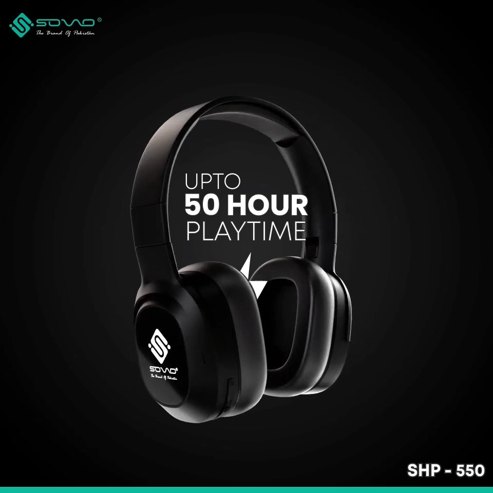 SOVO SHP-550 Wireless Premium Headphones | 50H Battery | Deep Bass | Bluetooth 5.3 | Foldable | Comfort Fit