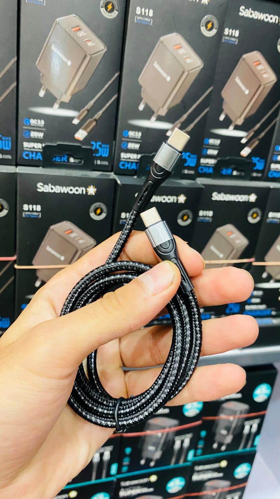 45W GAN Super Fast Charger - Black Variant - Dual Output Cable