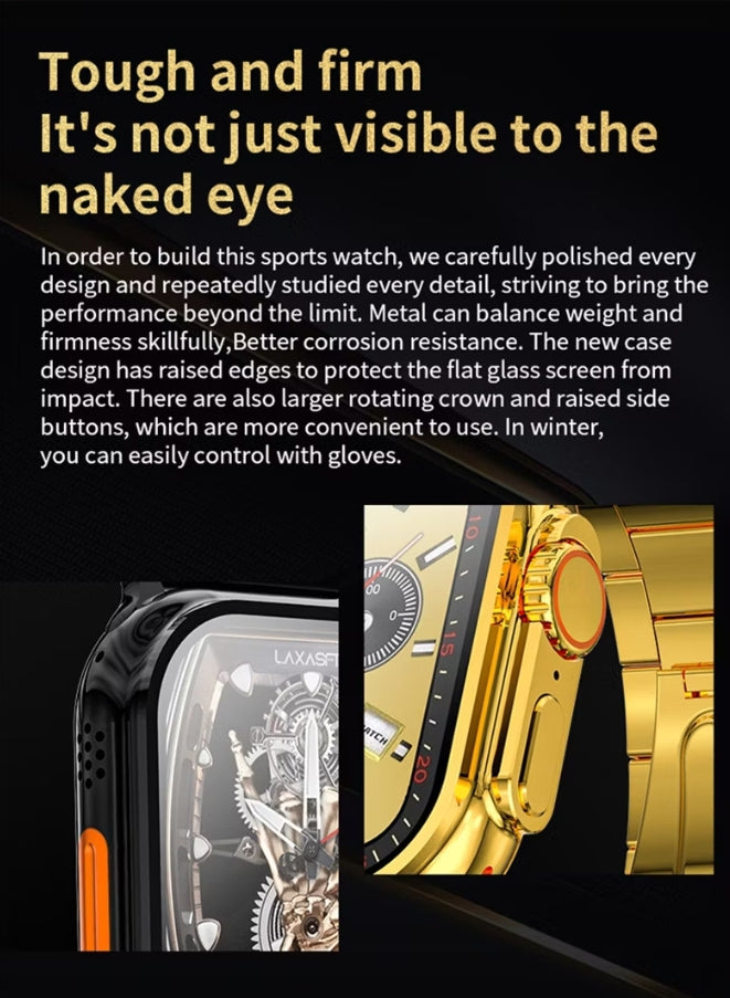 C9 Ultra Max Smart Watch |Premium Golden Edition |2.1 inch screen - With Hryfine App