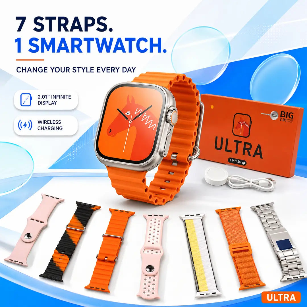 Dual Colours Strap Smart Watch Ultra - 2.01" Infinite Display - Change Your Style Everyday