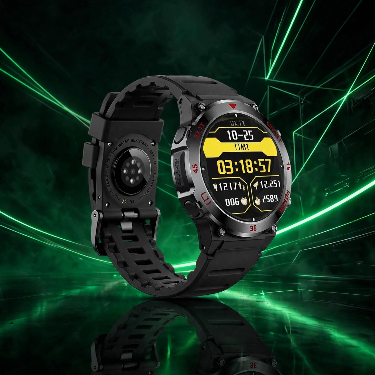 GT11 Smart Watch |Round Dual Rugged Adition |Water Resistant |MIL-STD Build |Premium Stainless Steel |GPS-system