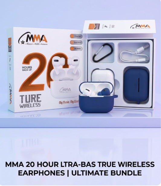 MMA 20 Hour Backup Ultra-Bass Wireless Earbuds |2 Earbuds Combo |Water Resistant.
