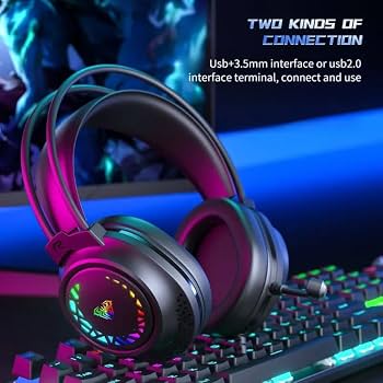 AULA Mountain S611 Pro Gaming Headset - RGB Lights - Deep Bass Stereo Sound - Long Gaming Comfort - HD Microphone