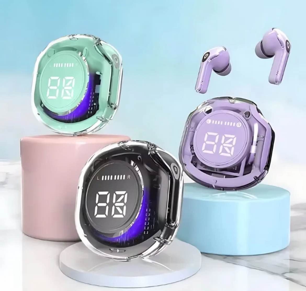 A39 Stereo Wireless Headset | ENC - Transparent Design - Shocking Base