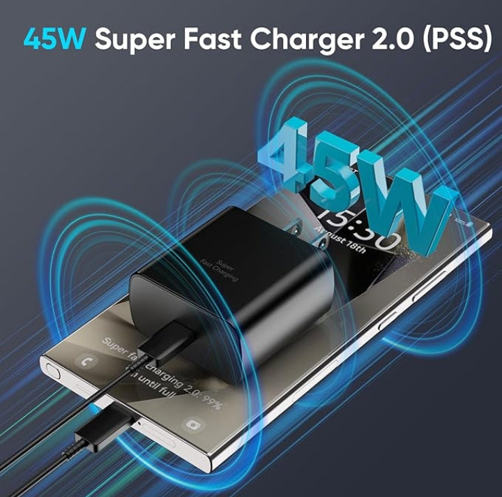 Samsung 45W PD Super Charger adapter |Type-C Port A+ Quality |Travel Adapter |Original Waranty