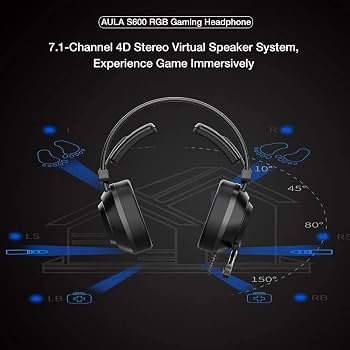 AULA Mountain S611 Pro Gaming Headset - RGB Lights - Deep Bass Stereo Sound - Long Gaming Comfort - HD Microphone