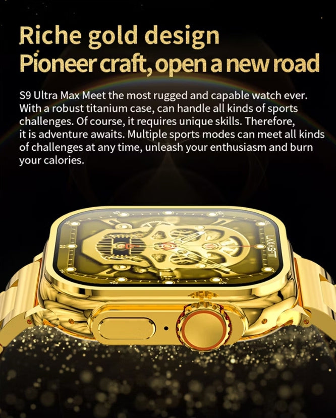 C9 Ultra Max Smart Watch |Premium Golden Edition |2.1 inch screen - With Hryfine App