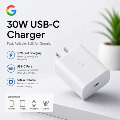Google 30W Type-C USB Charger Adapter |High Performance Charging |Original quality |Google waranty
