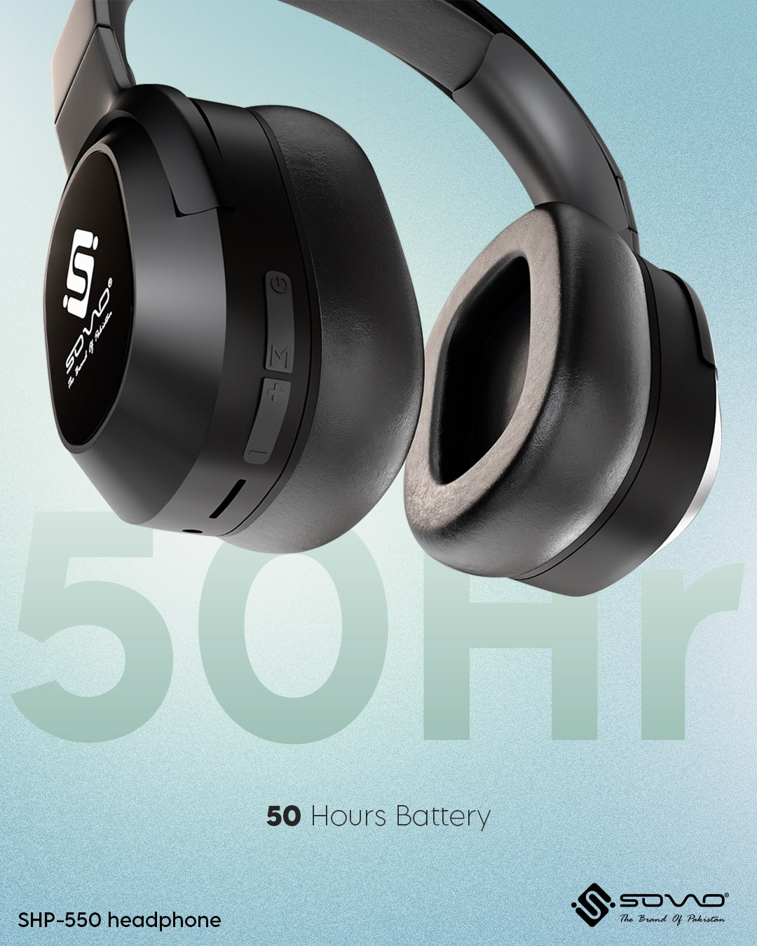 SOVO SHP-550 Wireless Premium Headphones | 50H Battery | Deep Bass | Bluetooth 5.3 | Foldable | Comfort Fit