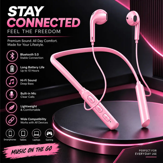 Neckband Earphones Bluetooth 5.0 |Hi-Fi Sound |Built-in Mic |Wide Capability |Unisex Special Edition