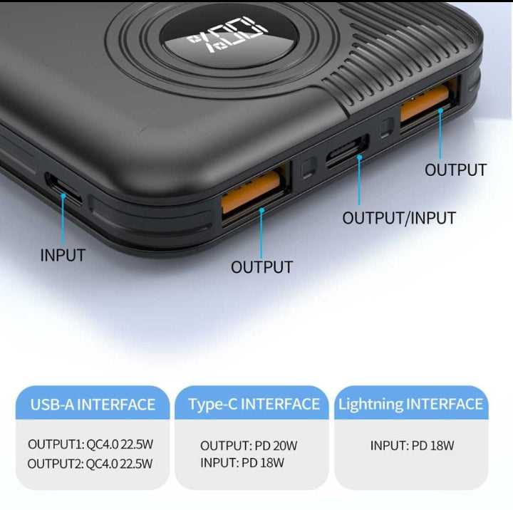 Aspor A320 Power Bank 10000mah 22.5w Fast charging with display - Electronic Device  designed for Power Backup