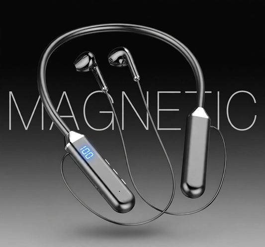 Magneted Neckband Wireless Earphones |Bluetooth 5.3 |LED Display Headset |Built-in Mic |Sports Noise Cancellation