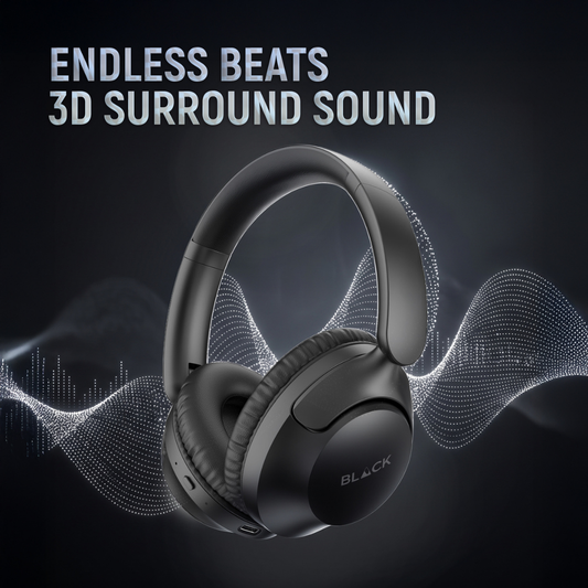 BLACK'S Premium Over-Ear Wireless Headphones - Bluetooth 6.0- Deep Bass- 60H Playtime- Soft Cushion- Type-C Fast Charging- Noise Isolation