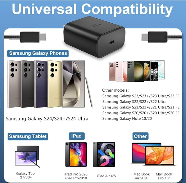 Samsung 45W PD Super Charger adapter |Type-C Port A+ Quality |Travel Adapter |Original Waranty
